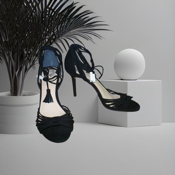 Vince Camuto “Stellima” Black Suede String Stiletto Sandals New | Ankle Ties| 10 - Picture 2 of 5